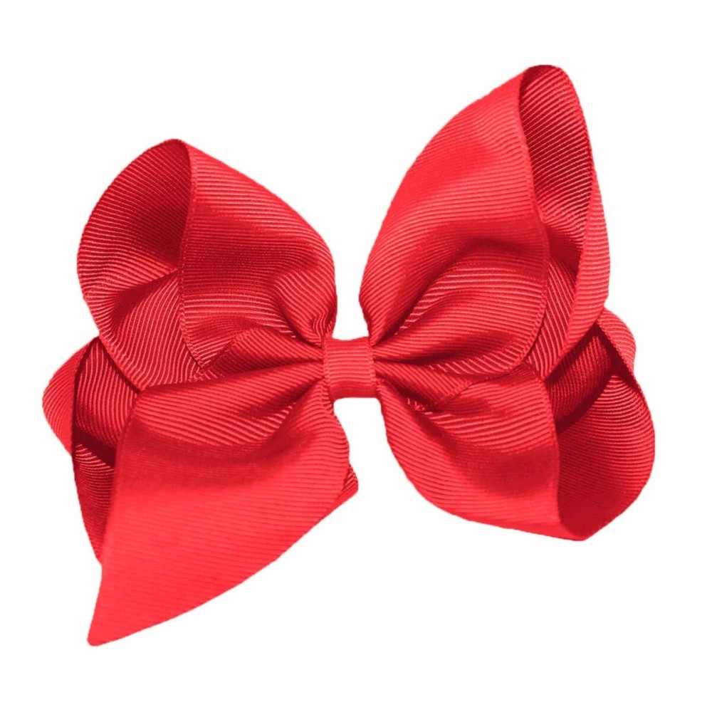 WD2U Girls 6 Classic Style Boutique Grosgrain Hair Bow French Clip Barrette (Red)