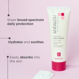 Andalou Naturals 1000 Roses Daily Shade Facial Lotion with SPF 18, 2-in-1 Hydrating & Soothing Moisturizer & Face Sunscreen, Broad Spectrum Protection, Hypoallergenic for Sensitive Skin, 2.7 Fl Oz Andalou Naturals 1000 Roses Daily Shade Facial Lotion with SPF 18, 2-in-1 Hydrating & Soothing Moisturizer & Face Sunscreen, Broad Spectrum Protection, Hypoallergenic for Sensitive Skin, 2.7 Fl Oz