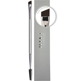 NYK1 Angled Eyebrow Brush And Spoolie Combo (Precision Applicator) Eyelash Brush And Brow Brushes For Eyebrows Grooming & Defining - Dual Ended Eyebrow Spoolie For Filling & Shaping Brows and Lashes