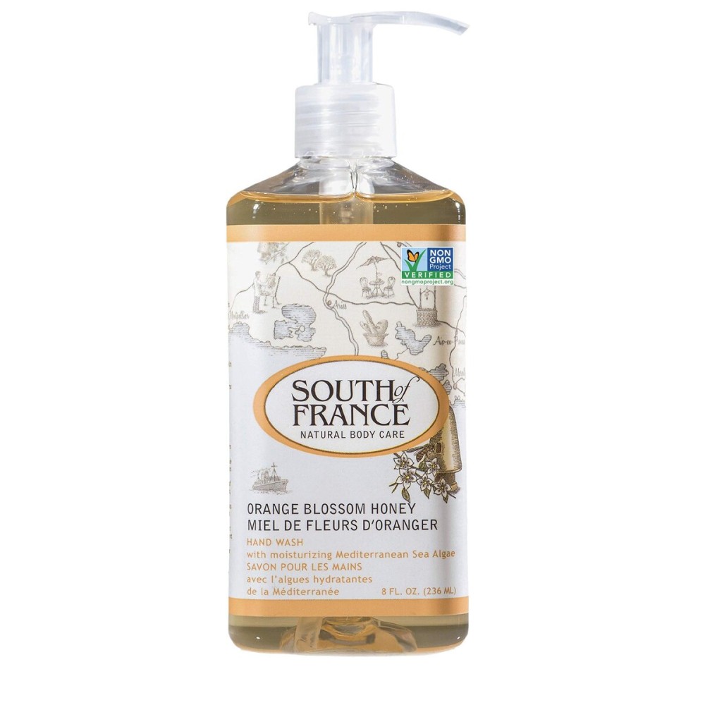 South Of France Hand Wash Liquid, Orange Blossom Honey 8 Oz Soaps (Pack of 2)