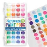 Ooly Lil\' Watercolor Washable Paint Pods Set with Brush, 36 colors & 1 Paintbrush, Washable Watercolors in a Portable Case, Back to School Supplies for All Ages, Bright & Vibrant Colors
