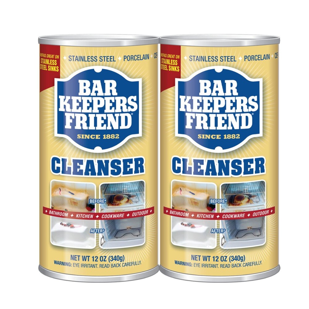 Bar Keepers Friend Powder Cleanser 12 Oz - Multipurpose Cleaner & Stain Remover - Bathroom, Kitchen & Outdoor Use - for Stainless Steel, Aluminum, Brass, Ceramic, Porcelain, Bronze and More (2 Pack) Bar Keepers Friend Powder Cleanser 12 Oz - Multipurpose Cleaner & Stain Remover - Bathroom, Kitchen & Outdoor Use - for Stainless Steel, Aluminum, Brass, Ceramic, Porcelain, Bronze and More (2 Pack)