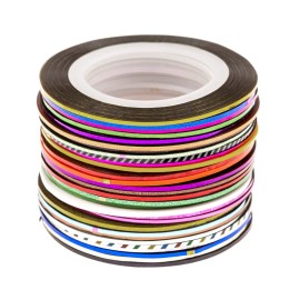 Beaute Galleria 30 Mixed Colors Rolls Striping Tapes Line Adhesive Sticker Nail Art Tips Decorations Manicure