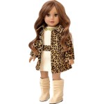 Fashion Girl - 3 Piece 18 inch Doll Outfit - Cheetah Coat, Ivory Dress and Ivory Boots - (Doll Not Included)