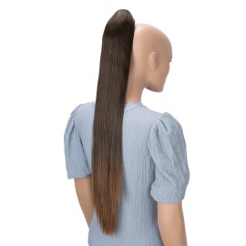 CAISHA 28 Extra Long Straight Ponytail Hairpiece Heat-resistant Synthetic Fibres Brown Mix H81