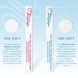 Tammy Taylor 100/180 Grit Nail Files for Natural Nails | Peel and Stick Disposable Zebra Nail File for Shaping Fingernails Toenails, Gel and Lacquer w/Professional Emery Boards for Nails | 10 Pack Tammy Taylor 100/180 Grit Nail Files for Natural Nails | Peel and Stick Disposable Zebra Nail File for Shaping Fingernails Toenails, Gel and Lacquer w/Professional Emery Boards for Nails | 10 Pack