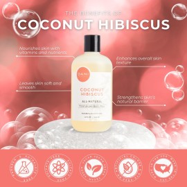 DANI Naturals Moisturizing Body Wash - Tropical Coconut Hibiscus Scent with Organic Aloe Vera & Natural Glycerin - Paraben & Sulfate-Free Shower Gel - 12 oz - Vegan & Cruelty-Free DANI Naturals Moisturizing Body Wash - Tropical Coconut Hibiscus Scent with Organic Aloe Vera & Natural Glycerin - Paraben & Sulfate-Free Shower Gel - 12 oz - Vegan & Cruelty-Free