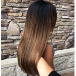 Tressmatch 16-18 Remy Human Hair Clip in Extensions Thick to Ends Ombre Brunette/Dark Brown to Medium/Chestnut Brown 9 Pieces(pcs) Full Head Volume Set [Set Weight:4.6oz/130grams]