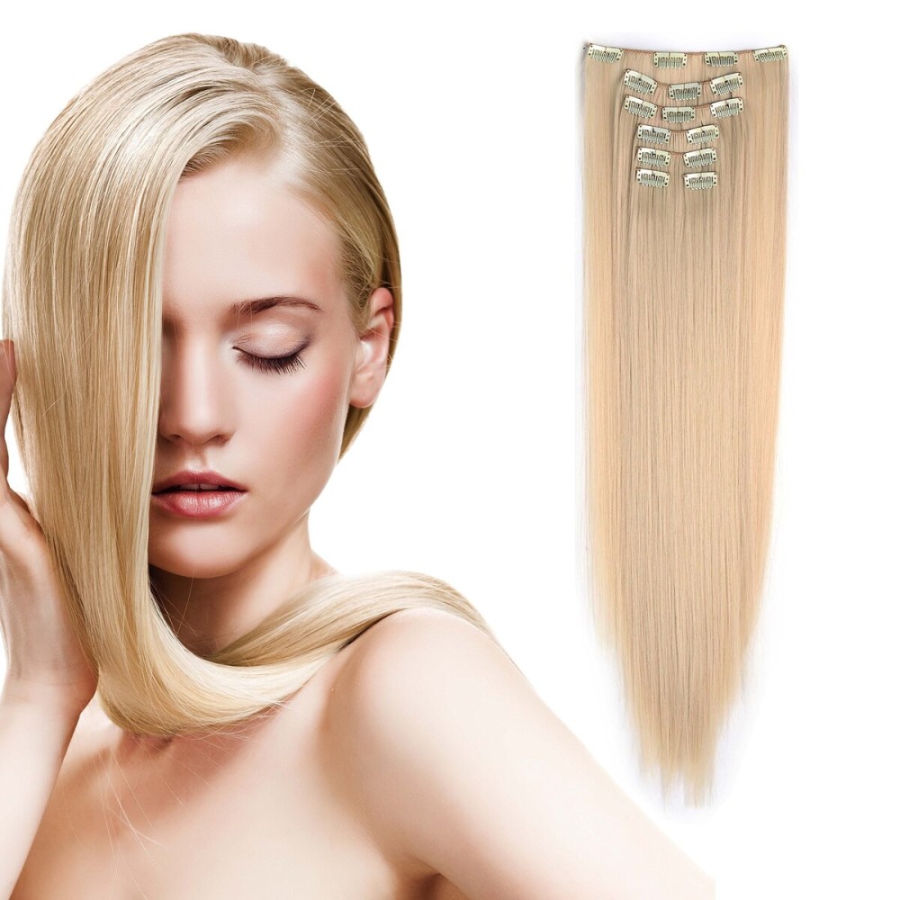 Onedor 24 Straight Synthetic Clip in Hair Extensions. 7 individual pieces for multiple styles.140g (613-Pre Bleach Blonde) Onedor 24 Straight Synthetic Clip in Hair Extensions. 7 individual pieces for multiple styles.140g (613-Pre Bleach Blonde)