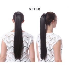 Onedor 24 Straight Wrap Around Ponytail Extension for Women. Premium Synthetic Fiber 120g-130g (16H613)