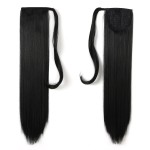 Onedor 24 Straight Wrap Around Ponytail Extension for Women. Premium Synthetic Fiber 120g-130g (1B Off Black)