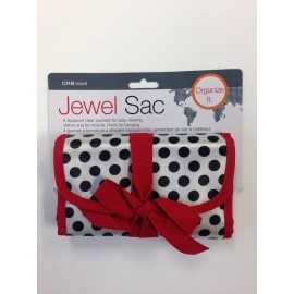 ORB Travel-JP100-B-Polka Dots-Black/White/Red-Jewelry organizer roll cosmetic bag accessories travel bag