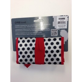 ORB Travel-JP100-B-Polka Dots-Black/White/Red-Jewelry organizer roll cosmetic bag accessories travel bag