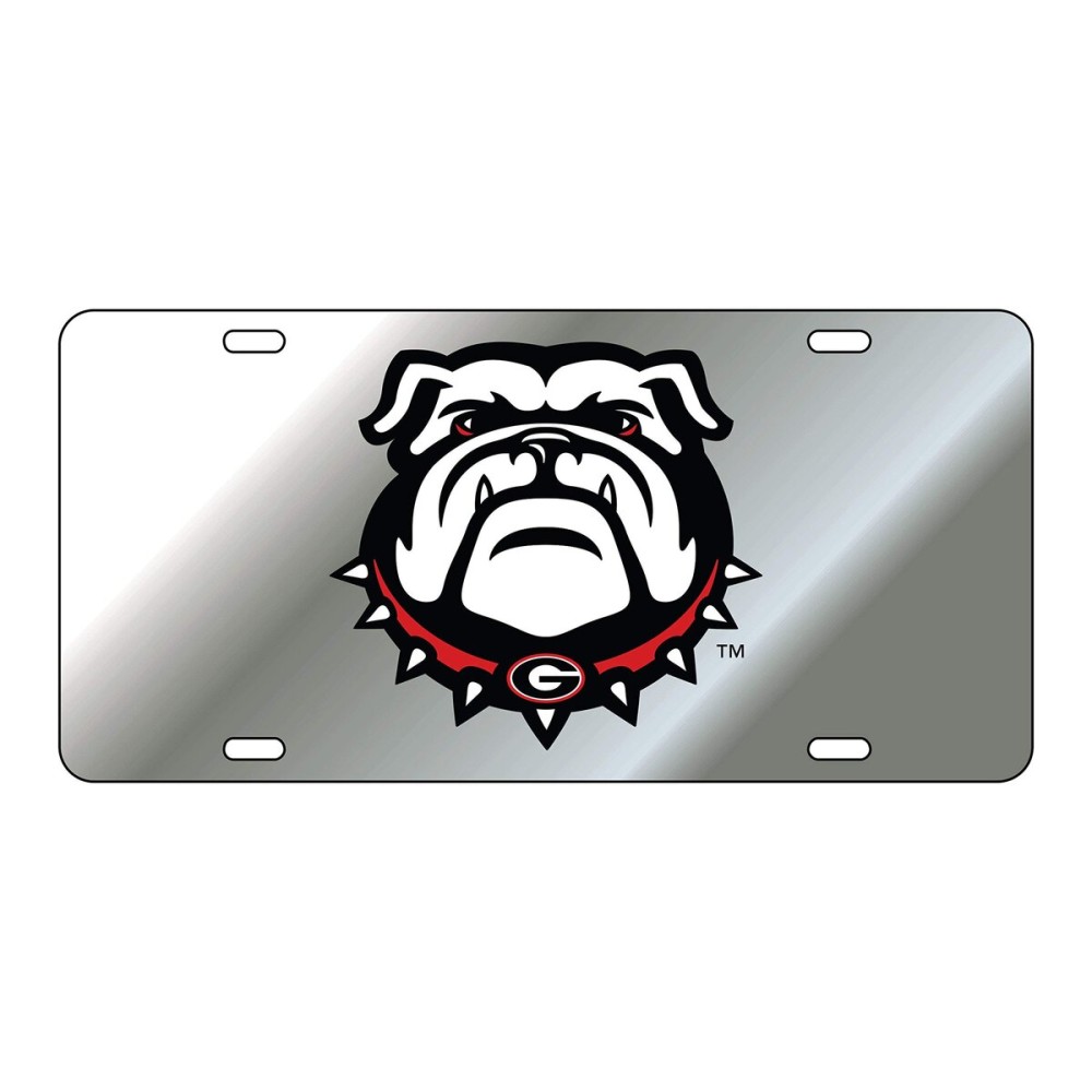 Sports Addiction Georgia Bulldogs New Bulldog Logo Mirror Laser License Plate Tag - Silver Background