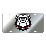 Sports Addiction Georgia Bulldogs New Bulldog Logo Mirror Laser License Plate Tag - Silver Background