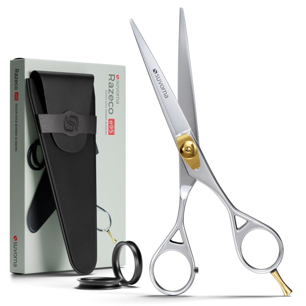 Suvorna 6 Hair Scissors Professional - Hair Shears for Women & Men - Extremely Sharp Hair Cutting Scissors to Cut Hair - Right Hand Barber Shears for Hair Cutting for Hairdressers and Professionals