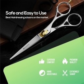 Suvorna 6 Hair Scissors Professional - Hair Shears for Women & Men - Extremely Sharp Hair Cutting Scissors to Cut Hair - Right Hand Barber Shears for Hair Cutting for Hairdressers and Professionals