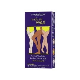 completely bare ready set WAX Kit for Face, Bikini & Body - Easy-to-Use with Aloe & Jojoba Oil