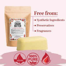 Better Shea Butter Raw Cocoa Butter - Unrefined, 100% Pure, Food Grade - Use for Cocoa Lip Balm, Stretch Marks Cream, Cacao Butter Cream, Scars Oil, Whipped Lotion - Skin & Hair Moisturizer 1LB Block