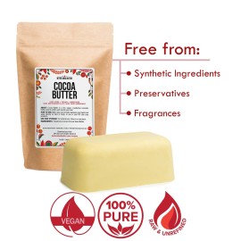 Better Shea Butter Raw Cocoa Butter - Unrefined, 100% Pure, Food Grade - Use for Cocoa Lip Balm, Stretch Marks Cream, Cacao Butter Cream, Scars Oil, Whipped Lotion - Skin & Hair Moisturizer 1LB Block