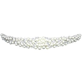 Scatter Faux Pearl Rhinestone Crystal Bridal Headband Tiara T1034