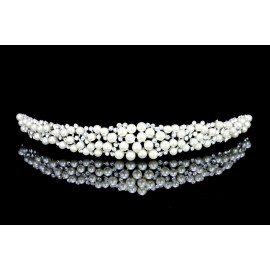Scatter Faux Pearl Rhinestone Crystal Bridal Headband Tiara T1034
