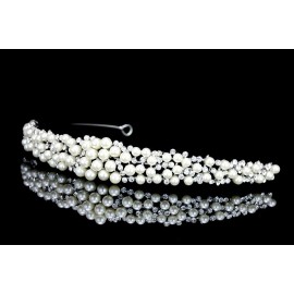 Scatter Faux Pearl Rhinestone Crystal Bridal Headband Tiara T1034
