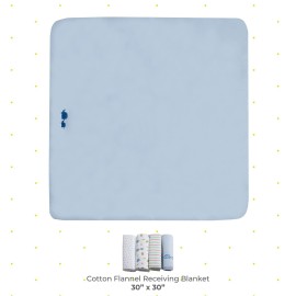 Spasilk Receiving Baby Blanket, 100% Cotton Flannel Blanket, Pack of 4, Blue