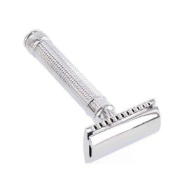 Edwin Jagger Double Edge Safety Razor With Long Handle (Blue) (Chrome Laser 3D Diamond)