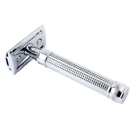 Edwin Jagger Double Edge Safety Razor With Long Handle (Blue) (Chrome Laser 3D Diamond)
