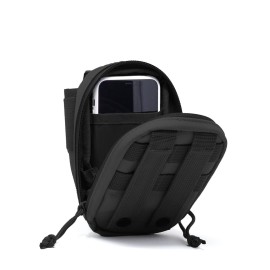 3VGEAR Tech Accessory Pouch - Rugged 600D PVC-Backed Polyester MOLLE Phone Holder with 2 Micro-Fleece Lined Pockets - Lightweight and Quick Access MOLLE Pouch - Black