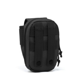 3VGEAR Tech Accessory Pouch - Rugged 600D PVC-Backed Polyester MOLLE Phone Holder with 2 Micro-Fleece Lined Pockets - Lightweight and Quick Access MOLLE Pouch - Black