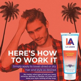 LA Looks Absolute Syling Hair Gel - Extreme Sport - 8 Oz - Hold for High Performance Activity - Controls Hair In High Humitiy - Safe for Color-Treated Hair