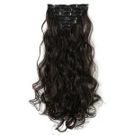 OneDor 20 Inches Curly Full Head Clip in Synthetic Hair Extensions 7pcs 140g (4-Dark Brown)