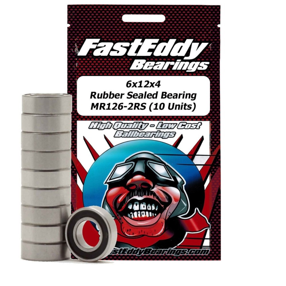 FastEddy Bearings 6x12x4 Rubber Sealed Bearing MR126-2RS (10 Units)