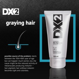 DX2 - Prevent Grey Hair Shampoo for Men - Gradual Dark Color Restoration, Daily Care to Protect Follicle Pigmentation - 150ml