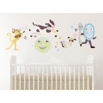 Nursery Rhyme Fabric Wall Decal, Hey Diddle Diddle, The Cat and The Fiddle, The Cow Jumped Over The Moon, with Hearts, Stars, Musical Notes
