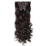 OneDor 20 Curly Full Head Clip in Synthetic Hair Extensions 7pcs 140g (6-Medium Chestnut Brown)