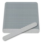 Flowery Nail File 100/180 Grit for Acrylic Nails, Double-Sided Nail Files, Disposable Emery Boards, Manicure Kit, Cushion Core, Silver, 100-Pack