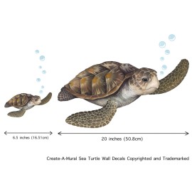 Sea Turtle Wall Decal ~Ocean Undersea Animal Tortoise Wall Sticker for Kids Room Decor, Boys Girls Toddler Baby Nursery Bedroom, Playroom, Bathroom, Vinyl Art Gift