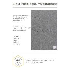 Burts Bees Baby Infant Burp Cloths, 100% Organic Cotton Extra Absorbent Soft Fabric Drool Cloths, 5-Pack Newborn Must-Have Essential Large Burping Cloths, One Size 17 x 11.75 Inches