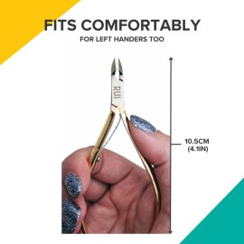 Rui Smiths Professional Cuticle Nippers, Gold-Plated Carbon Steel, French Handle, Single Spring, 6mm Jaw (Full Jaw)