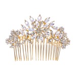 EVER FAITH Bridal Hair Accessories Crystal Flower Snowflake Side Comb Bridesmaids Wedding Headpiece Clear Gold-Tone