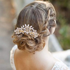 EVER FAITH Bridal Hair Accessories Crystal Flower Snowflake Side Comb Bridesmaids Wedding Headpiece Clear Gold-Tone EVER FAITH Bridal Hair Accessories Crystal Flower Snowflake Side Comb Bridesmaids Wedding Headpiece Clear Gold-Tone