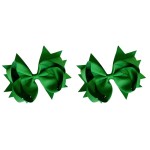 Hair Bow Set for Girls (2) 4.5 Inch Grosgrain Ribbon Hair Bows ~ Funny Girl Designs (Kelly Green)