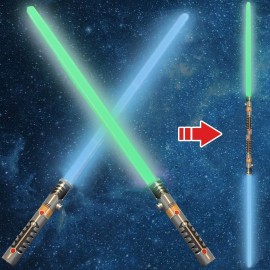 2-in-1 LED Light Up Sabers, Dual Bladed Toy Saber Swords Set for Kids with FX Power Up and Motion Sensitive Sound Effects for Cosplay