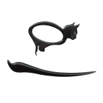 Marycrafts Buffalo Horn Cat Kitten Shawl Pin, Hair Pin Accessory Handmade (Black)