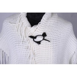 Marycrafts Buffalo Horn Cat Kitten Shawl Pin, Hair Pin Accessory Handmade (Black)