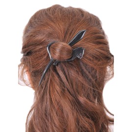 Marycrafts Buffalo Horn Cat Kitten Shawl Pin, Hair Pin Accessory Handmade (Black)