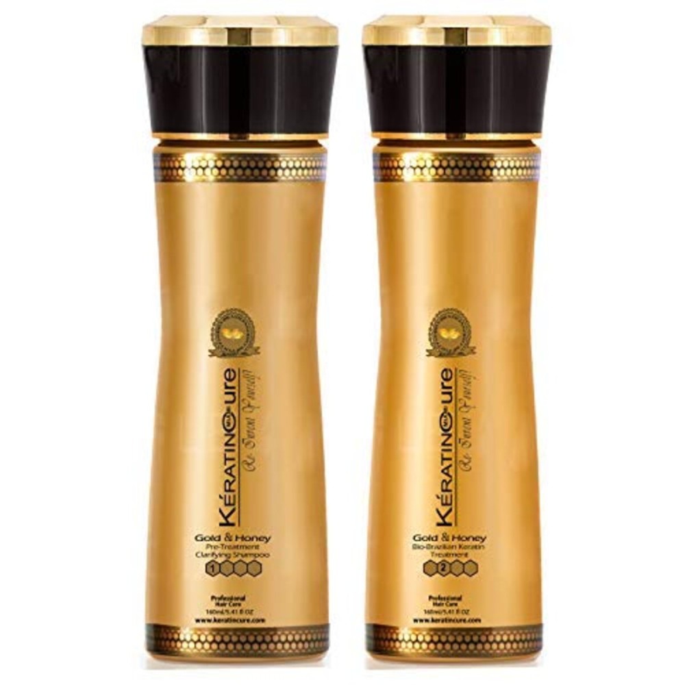 Keratin Cure Gold & Honey Bio-Brazilian Hair Treatment- 1 and 2 Touch Up 2 Time Safe Repair & Straight 2 piece kit 160ml / 5.41 fl oz Keratin Cure Gold & Honey Bio-Brazilian Hair Treatment- 1 and 2 Touch Up 2 Time Safe Repair & Straight 2 piece kit 160ml / 5.41 fl oz